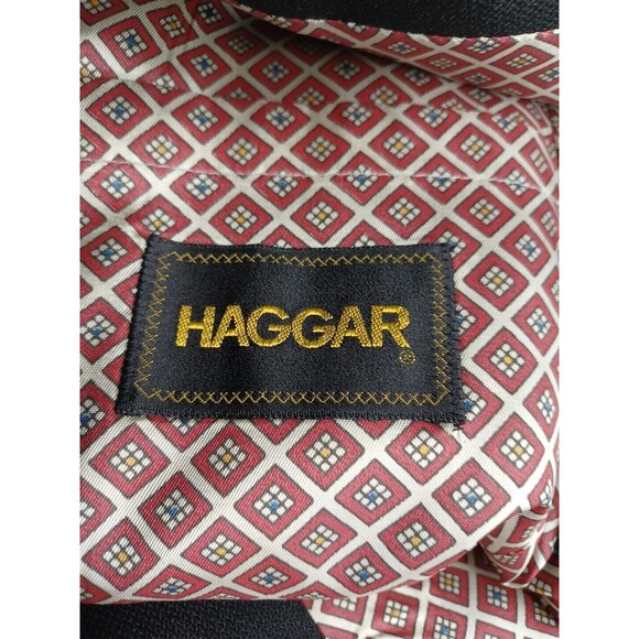 Vtg Haggar Mens Blazer Jacket Size 44L Black 2 Button Sport Coat Gold Buttons - Picture 6 of 7